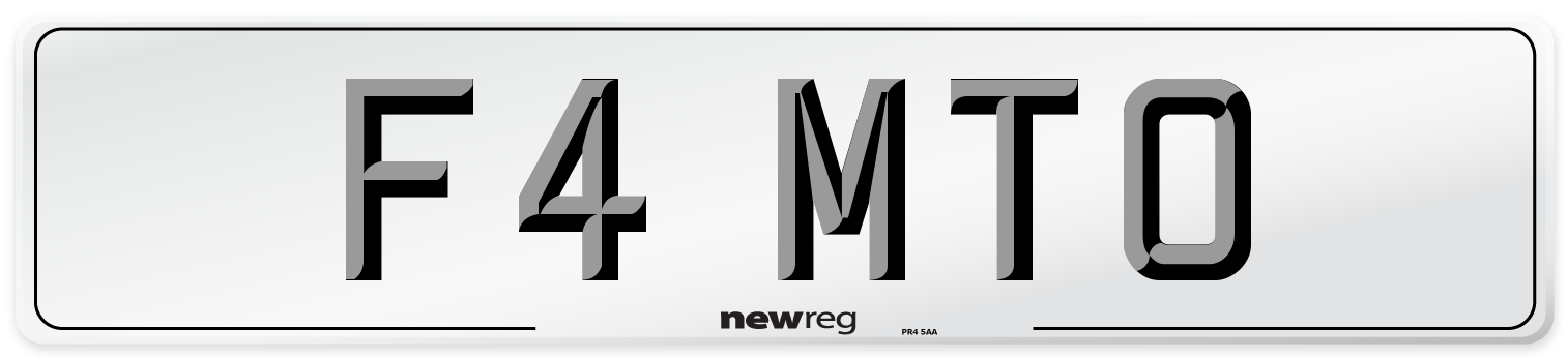 F4 MTO Number Plate from New Reg
